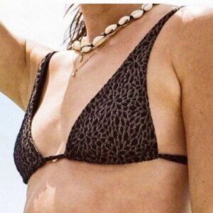 Demi‎ Moore x Andie The Tropez Bikini Top Women's M Black Metallic Gold NWT